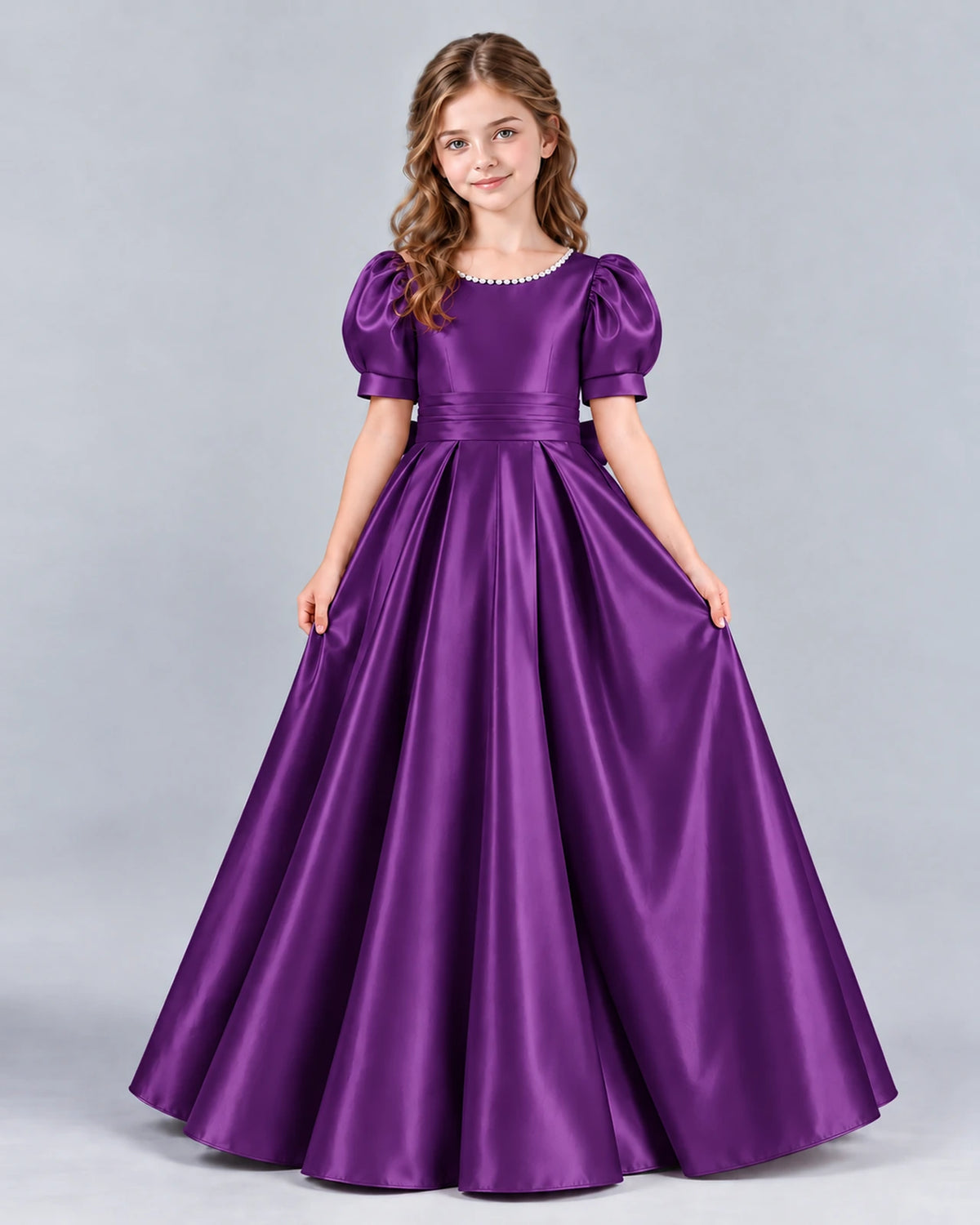 Purple Ball Gown Girls Formal Dress Front