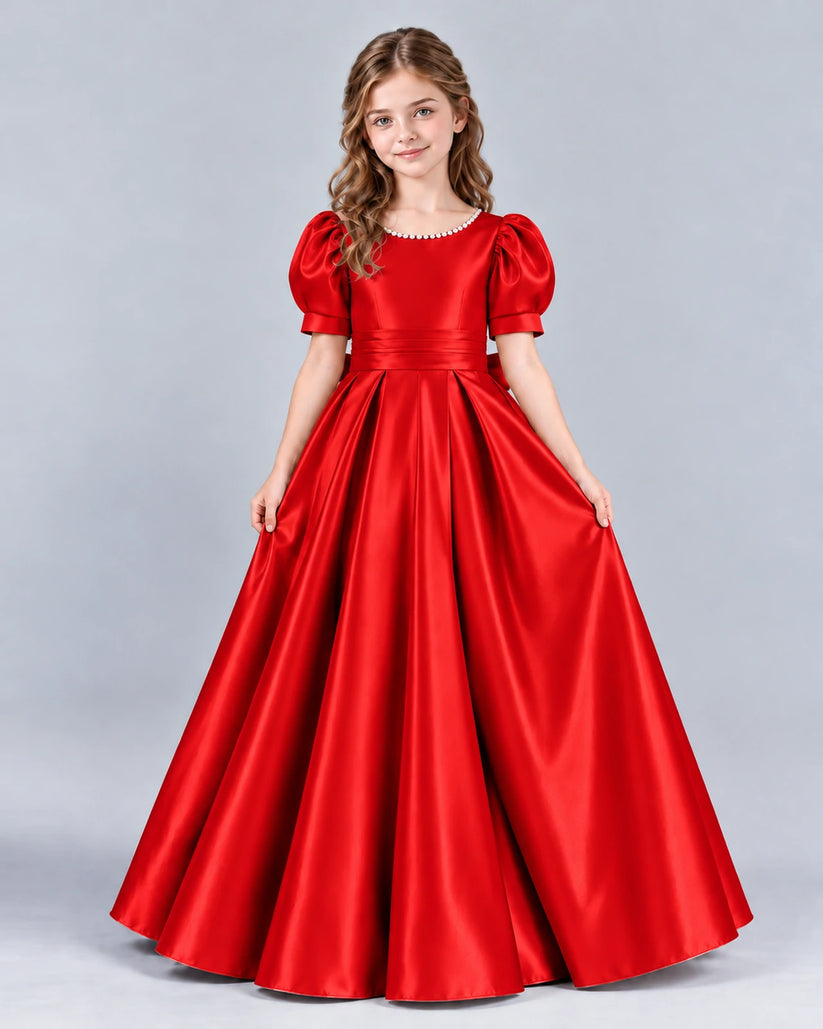 Red Ball Gown Girls Formal Dress Front