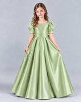 Sage Green Ball Gown Girls Formal Dress Front