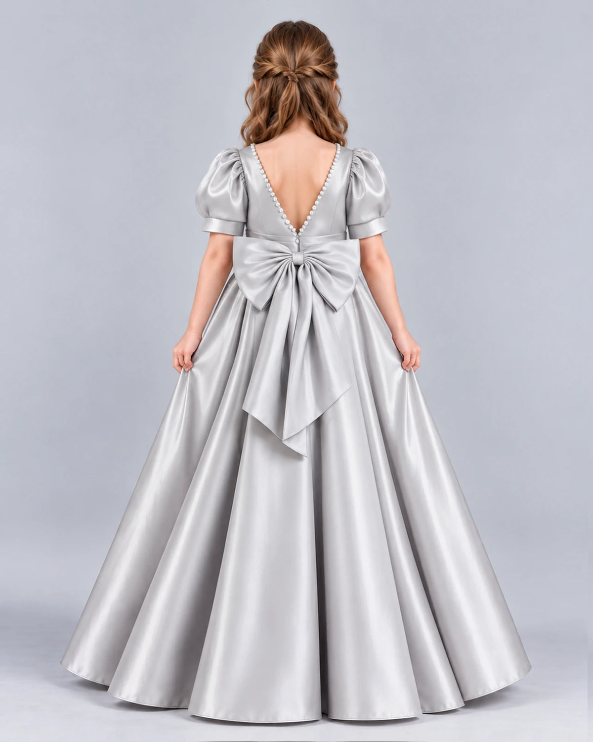 Silver Ball Gown Girls Formal Dress Back [Shared]