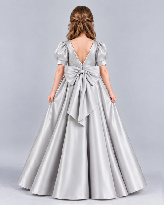 Silver Ball Gown Girls Formal Dress Back [Shared]