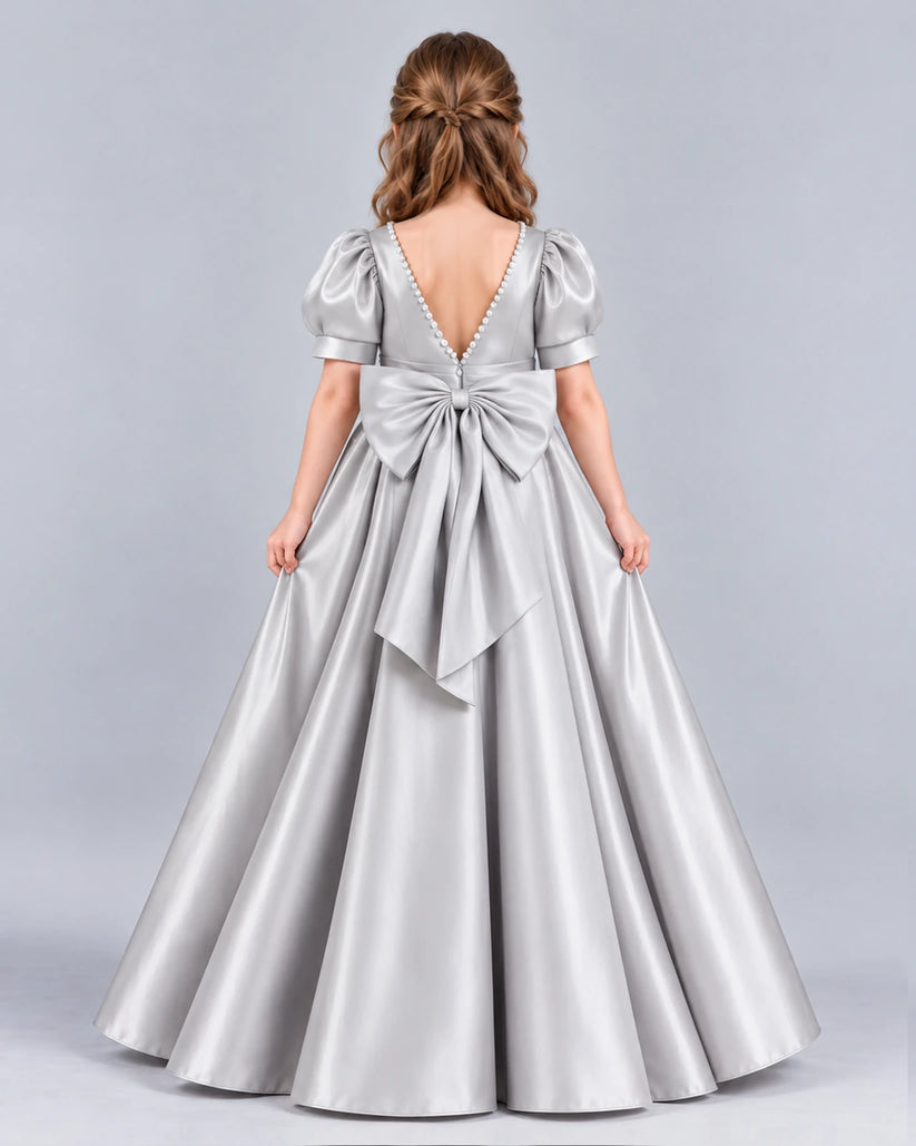 Silver Ball Gown Girls Formal Dress Back [Shared]