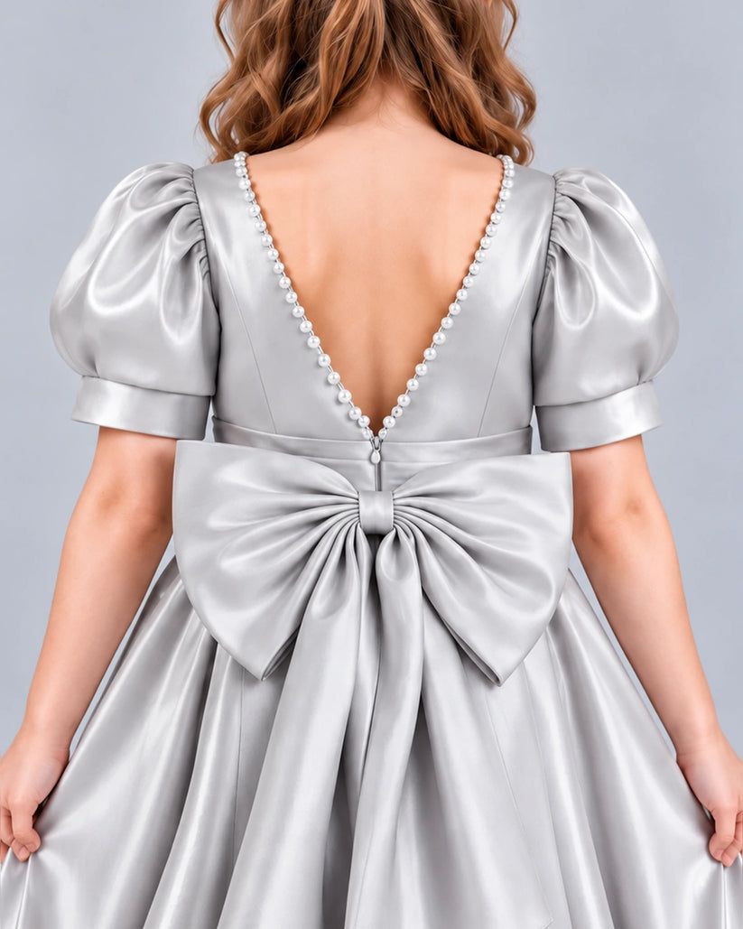 Silver Ball Gown Girls Formal Dress Back_Detail [Shared]