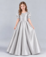Silver Ball Gown Girls Formal Dress Front