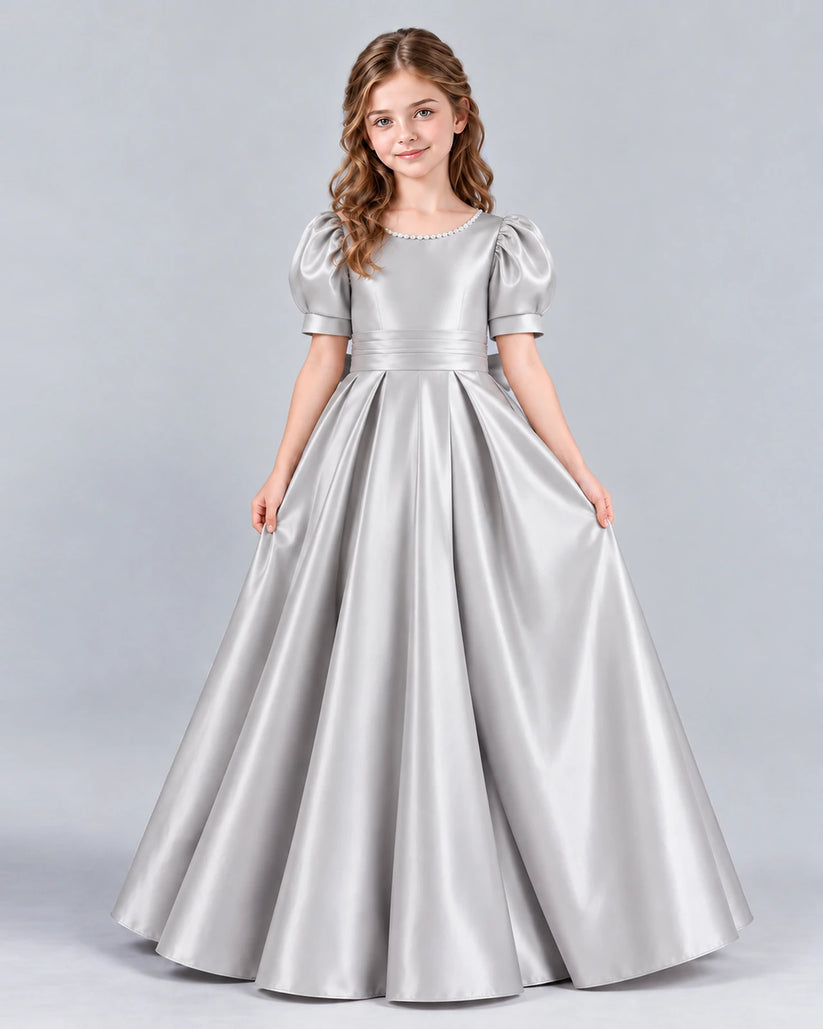 Silver Ball Gown Girls Formal Dress Front