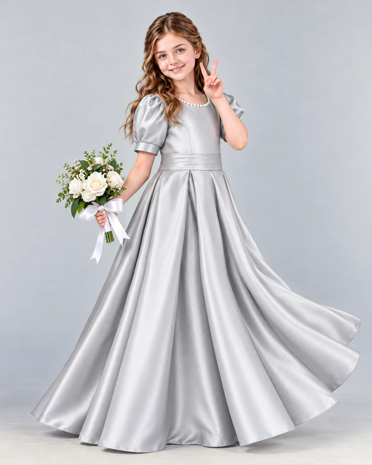 Silver Ball Gown Girls Formal Dress Side [Shared]