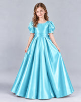 Sky Blue Ball Gown Girls Formal Dress Front