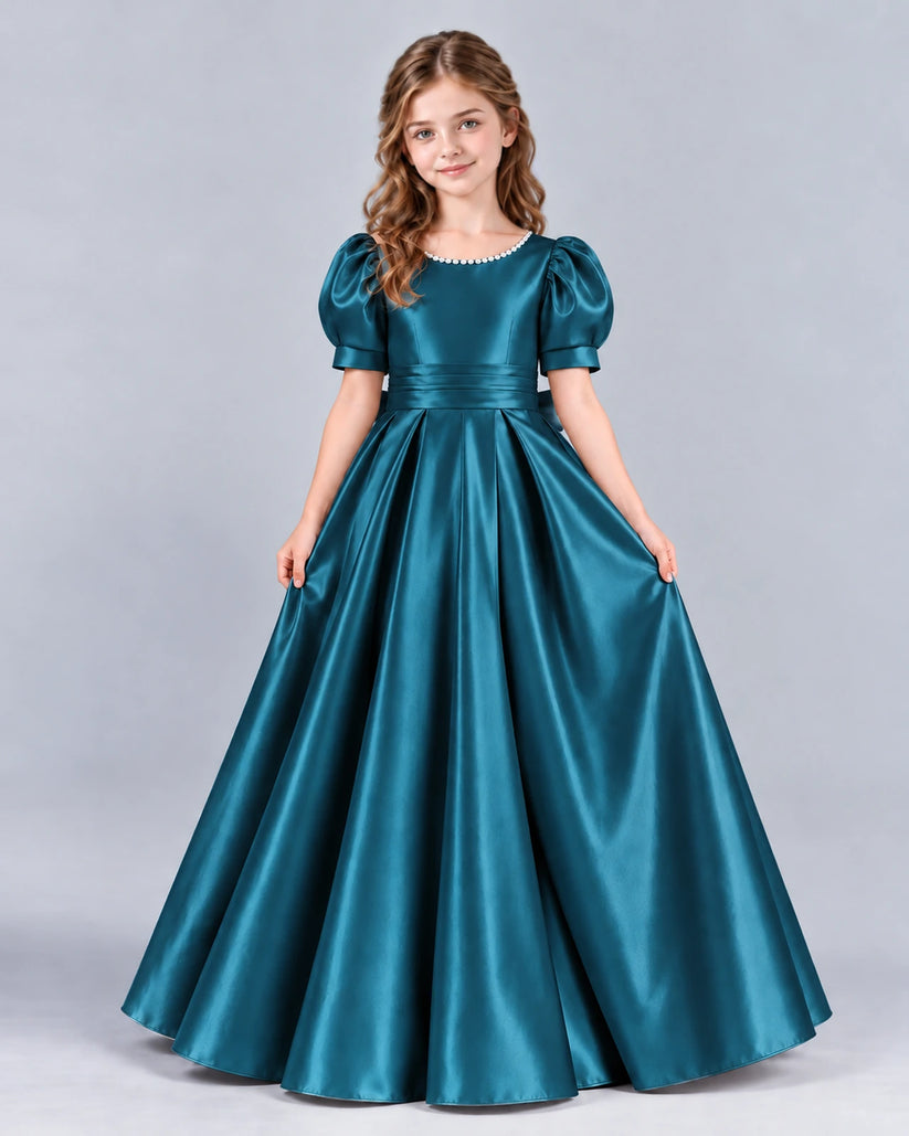 Teal Ball Gown Girls Formal Dress Front
