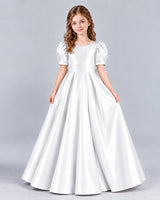 White Ball Gown Girls Formal Dress Front