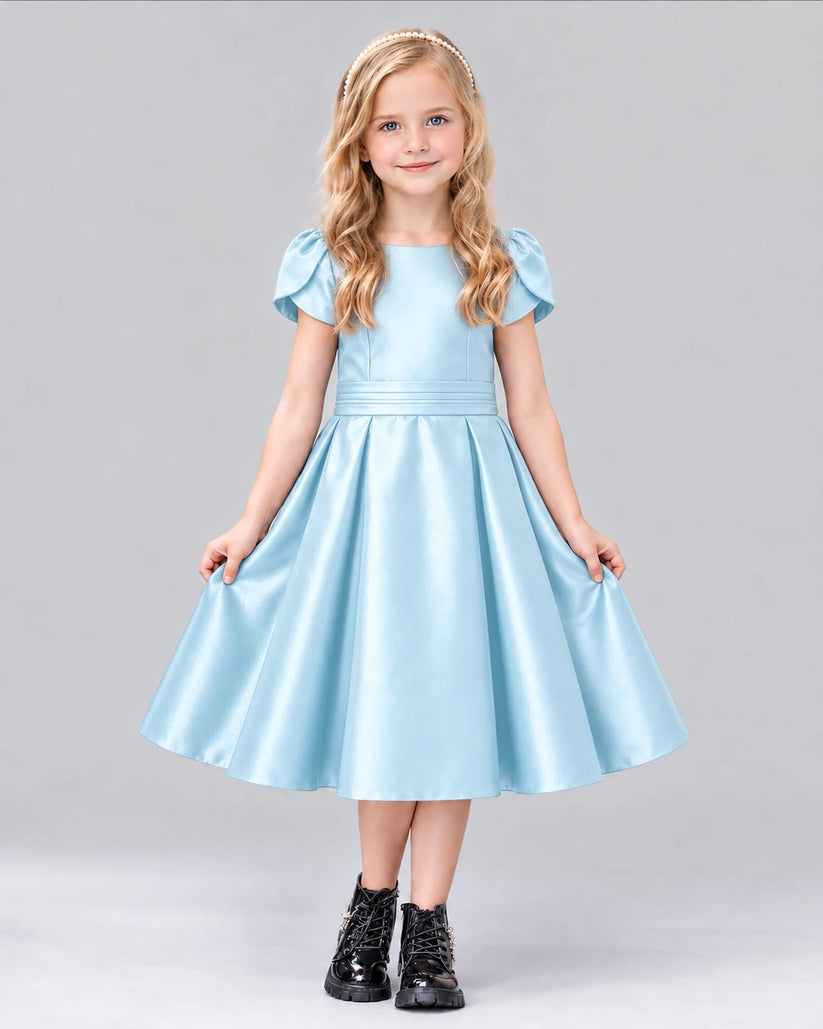 Baby Blue A-line Girls Formal Dress Front