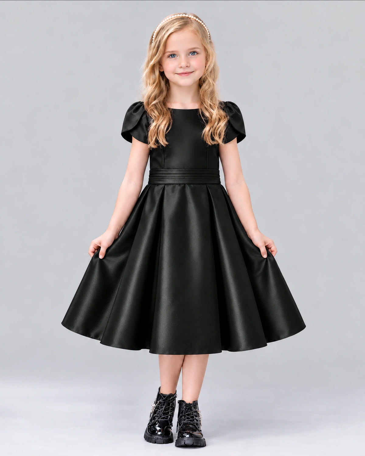 Black A-line Girls Formal Dress Front
