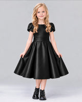 Black A-line Girls Formal Dress Front