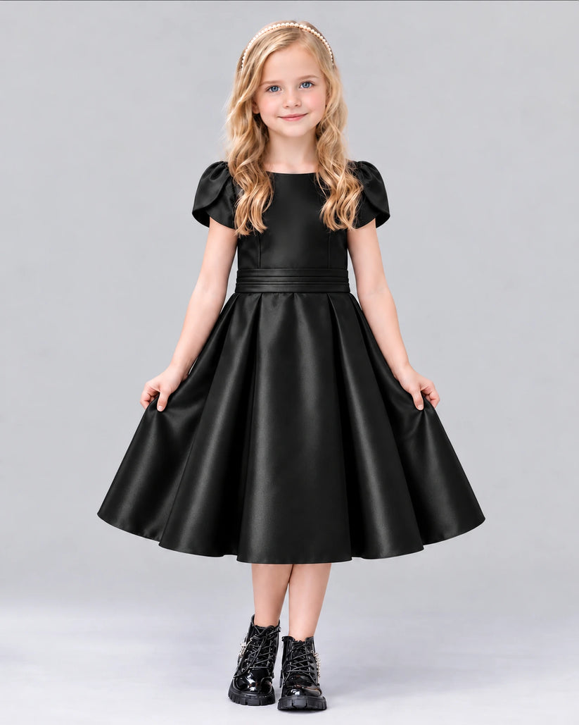 Black A-line Girls Formal Dress Front