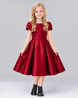 Burgundy A-line Girls Formal Dress Front