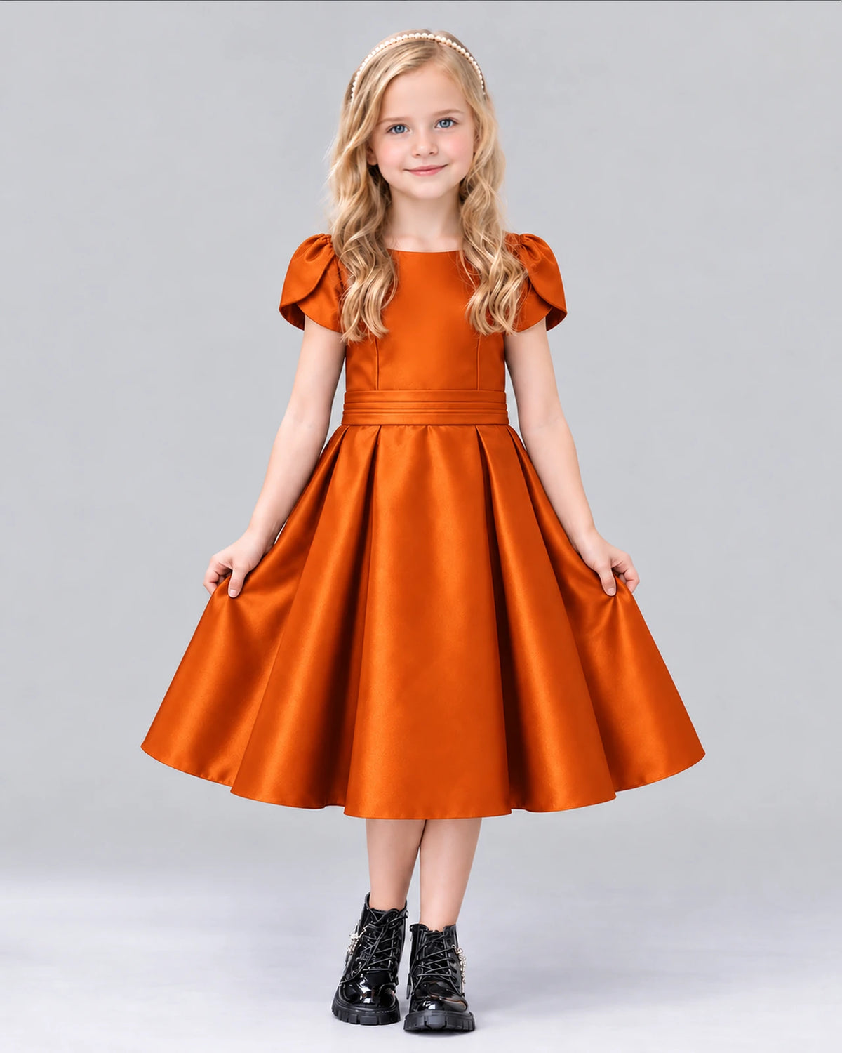 Burnt Orange A-line Girls Formal Dress Front