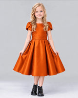 Burnt Orange A-line Girls Formal Dress Front