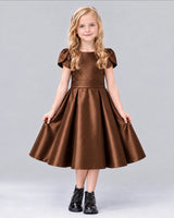 Chocolate A-line Girls Formal Dress Front