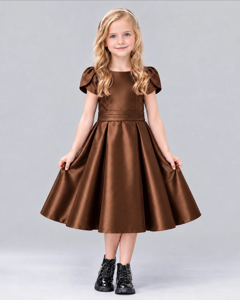 Chocolate A-line Girls Formal Dress Front
