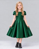 Dark Green A-line Girls Formal Dress Front