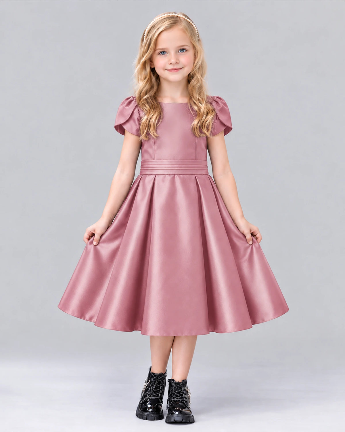 Dusty Rose A-line Girls Formal Dress Front