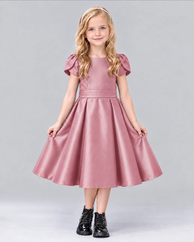 Dusty Rose A-line Girls Formal Dress Front