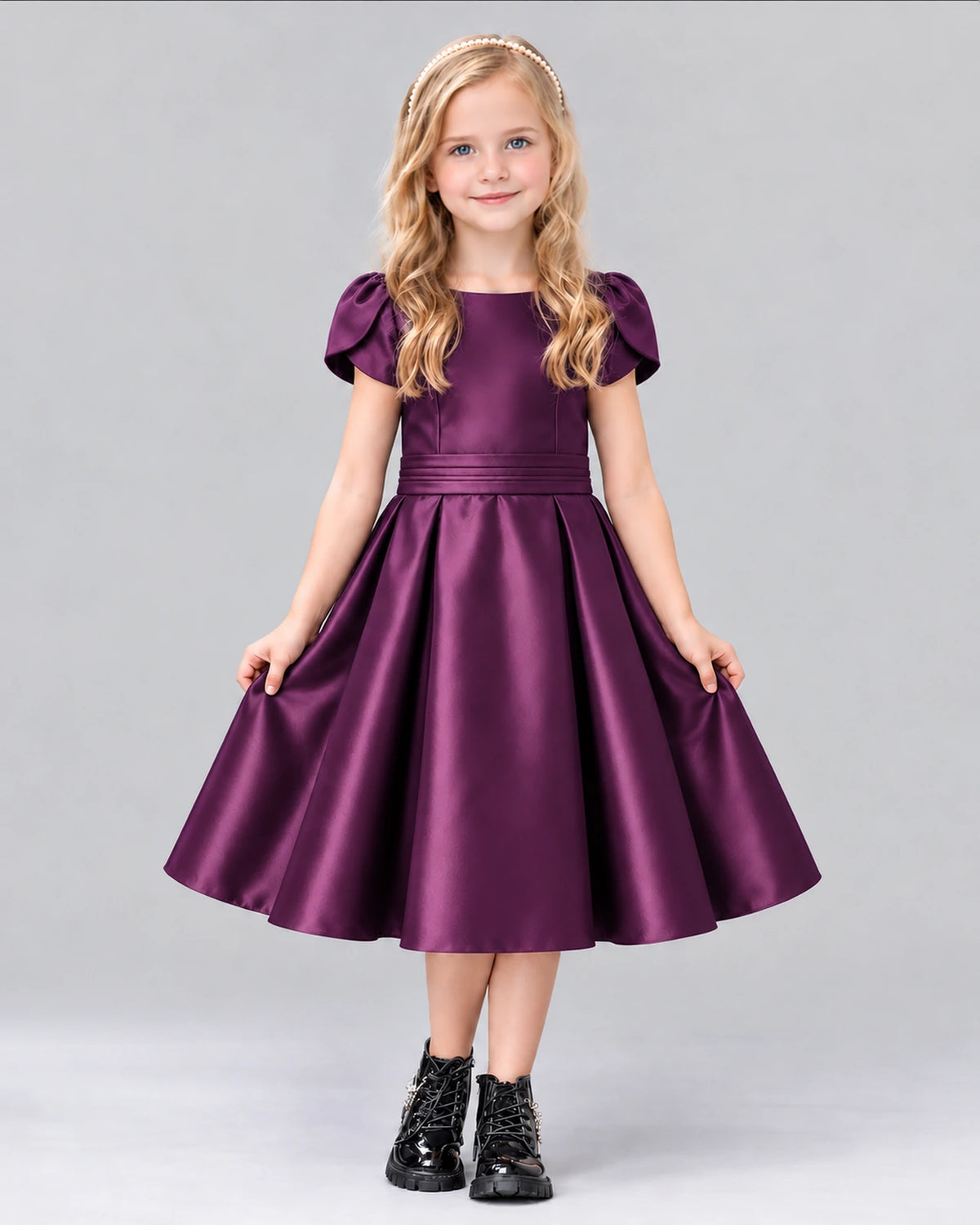 Grape A-line Girls Formal Dress Front