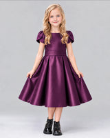Grape A-line Girls Formal Dress Front