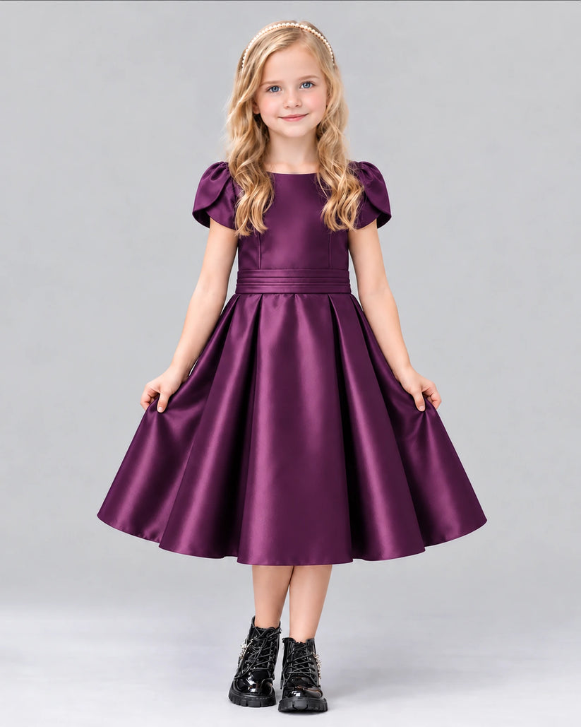Grape A-line Girls Formal Dress Front