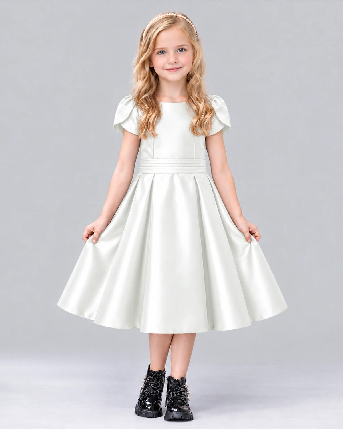 Ivory A-line Girls Formal Dress Front