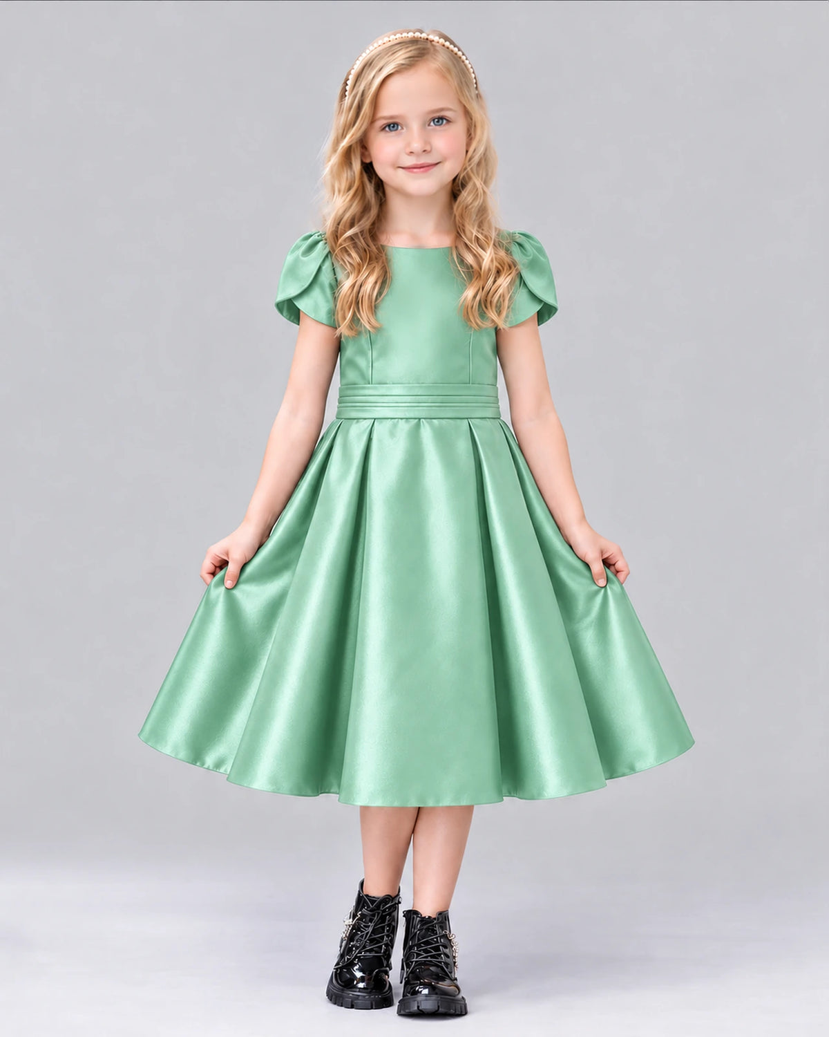 Mint Green A-line Girls Formal Dress Front