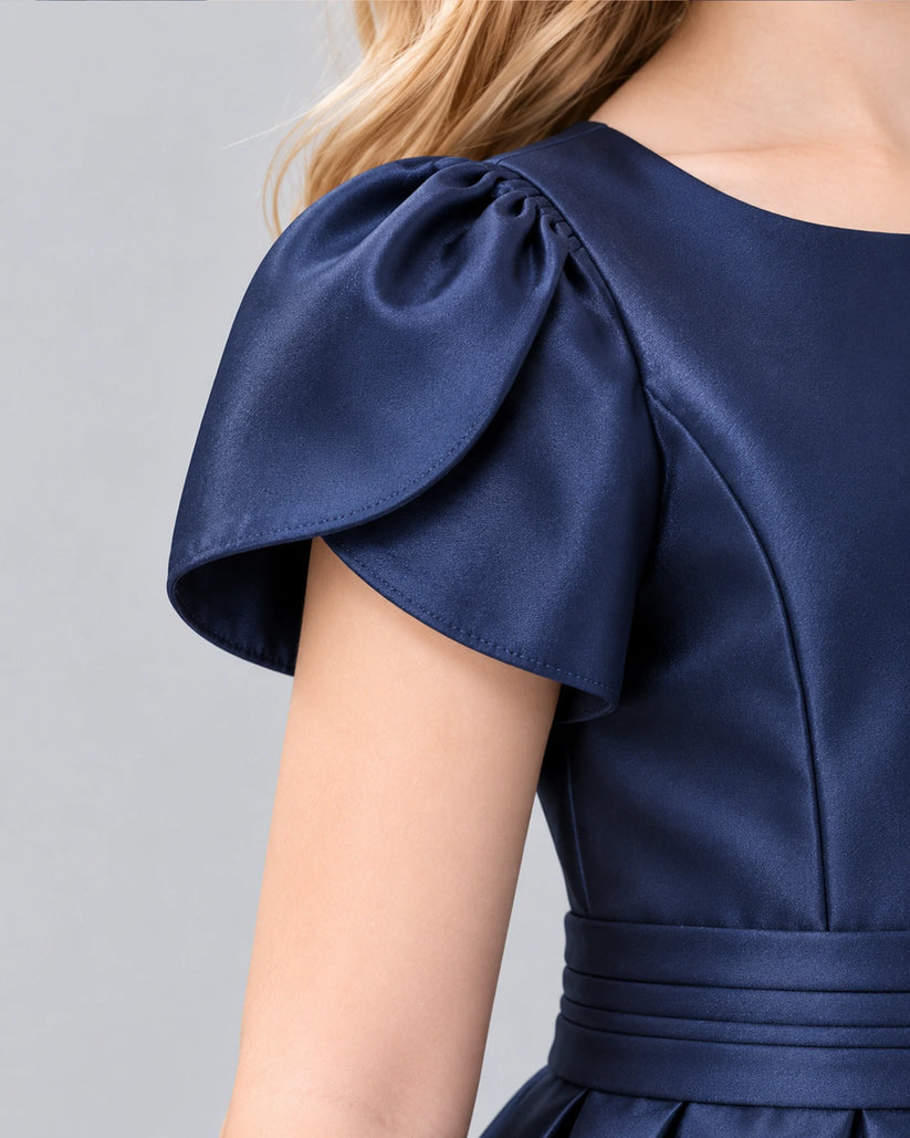 Navy Blue A-line Girls Formal Dress Sleeve [Shared]