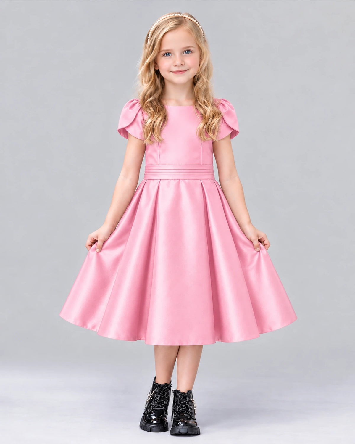 Pink A-line Girls Formal Dress Front