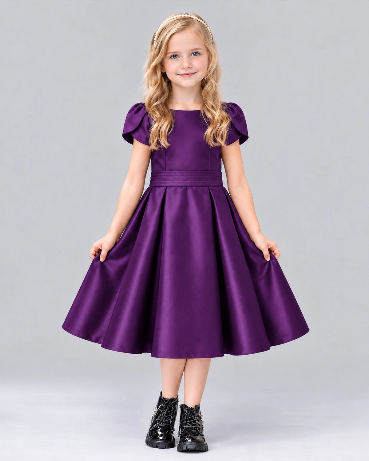 Purple A-line Girls Formal Dress Front