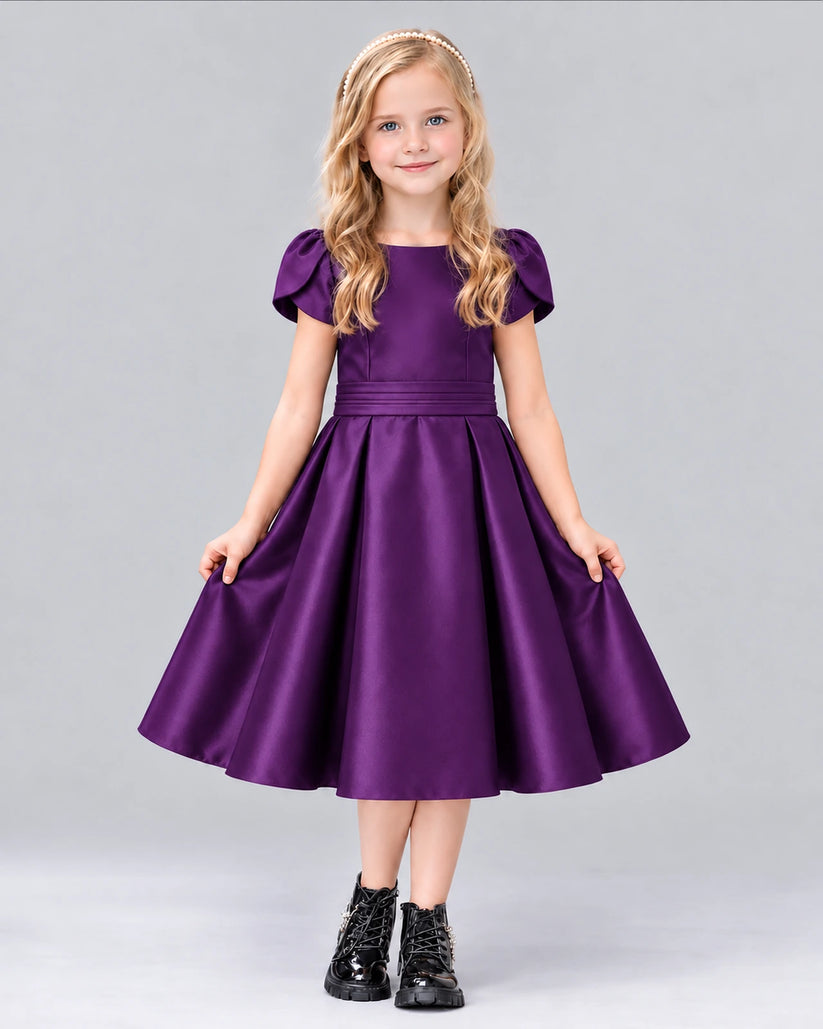 Purple A-line Girls Formal Dress Front