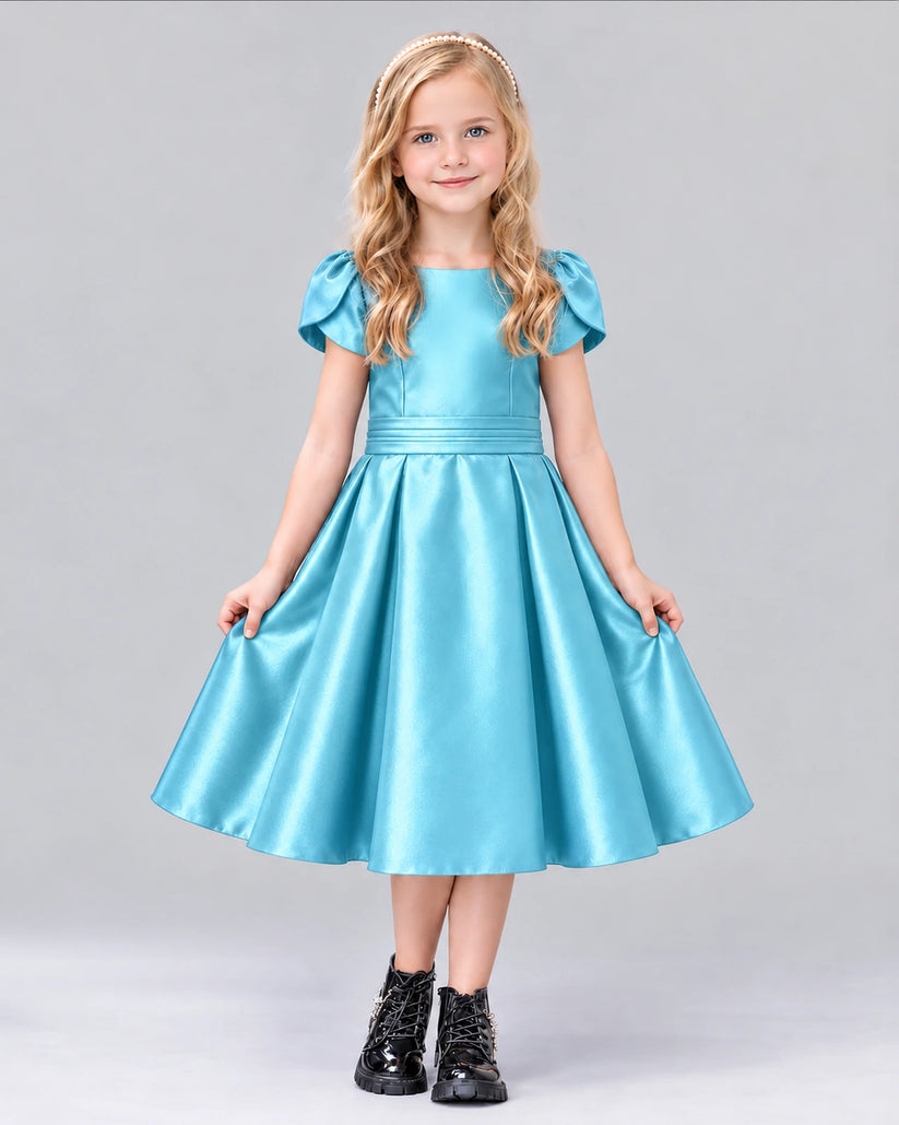 Sky Blue A-line Girls Formal Dress Front
