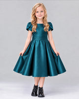 Teal A-line Girls Formal Dress Front