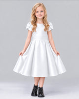 White A-line Girls Formal Dress Front