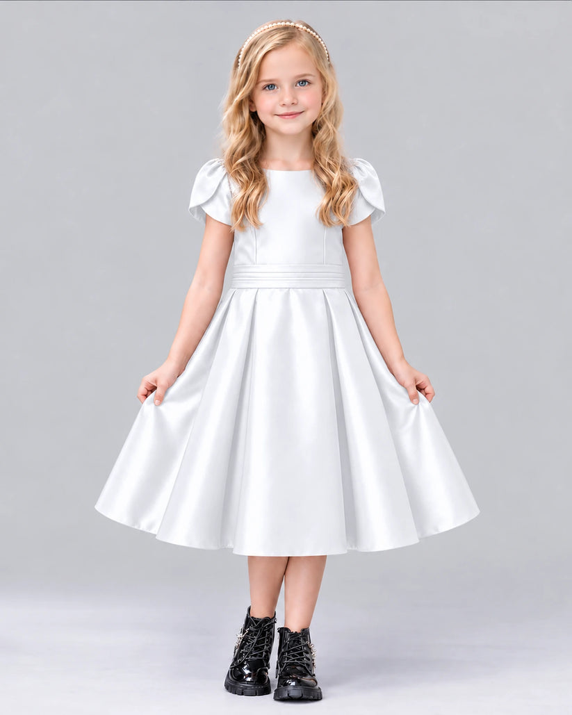 White A-line Girls Formal Dress Front