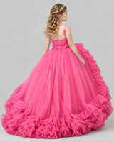 Hot Pink Ball Gown Girls Pageant Dresses Back
