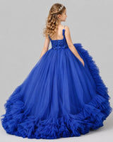 Royal Blue Ball Gown Girls Pageant Dresses Back