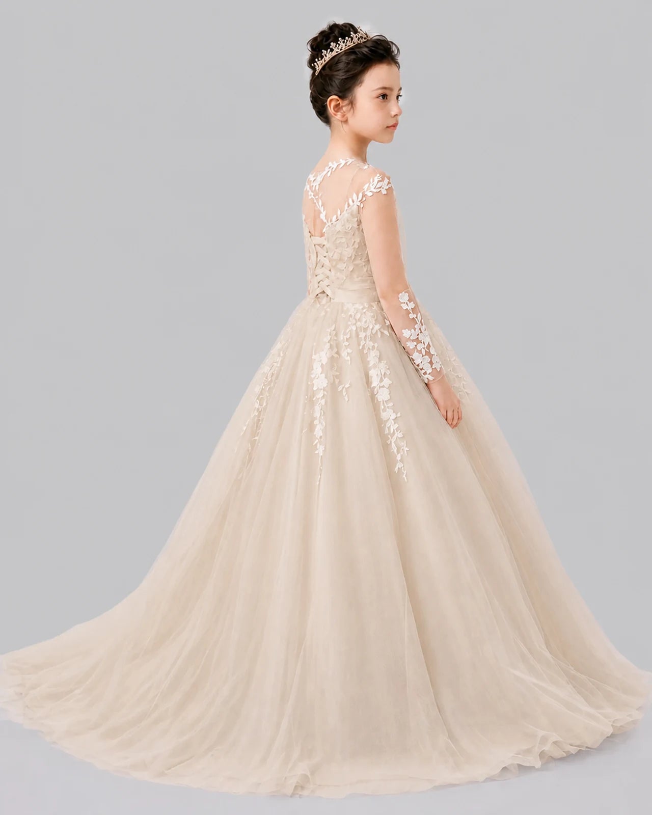 Champagne Ball Gown First Communion Dresses Back