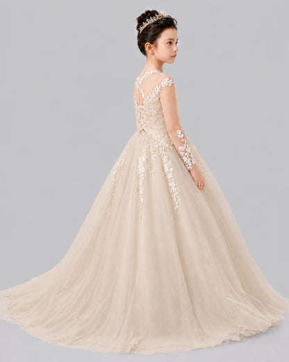 Champagne Ball Gown First Communion Dresses Back