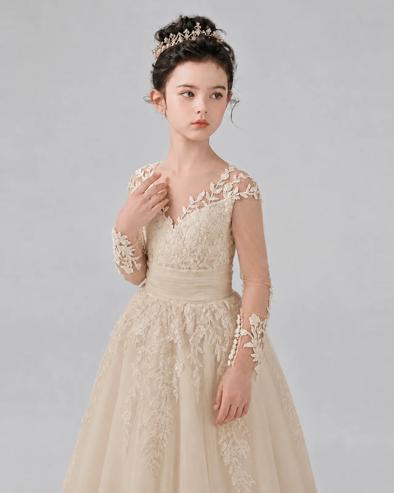 Champagne Ball Gown First Communion Dresses Detail