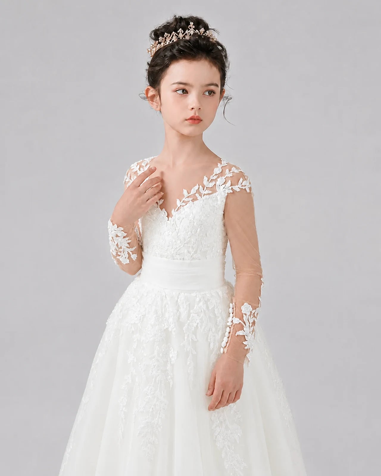Ivory Ball Gown First Communion Dresses Detail