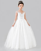 White Ball Gown First Communion Dresses Front