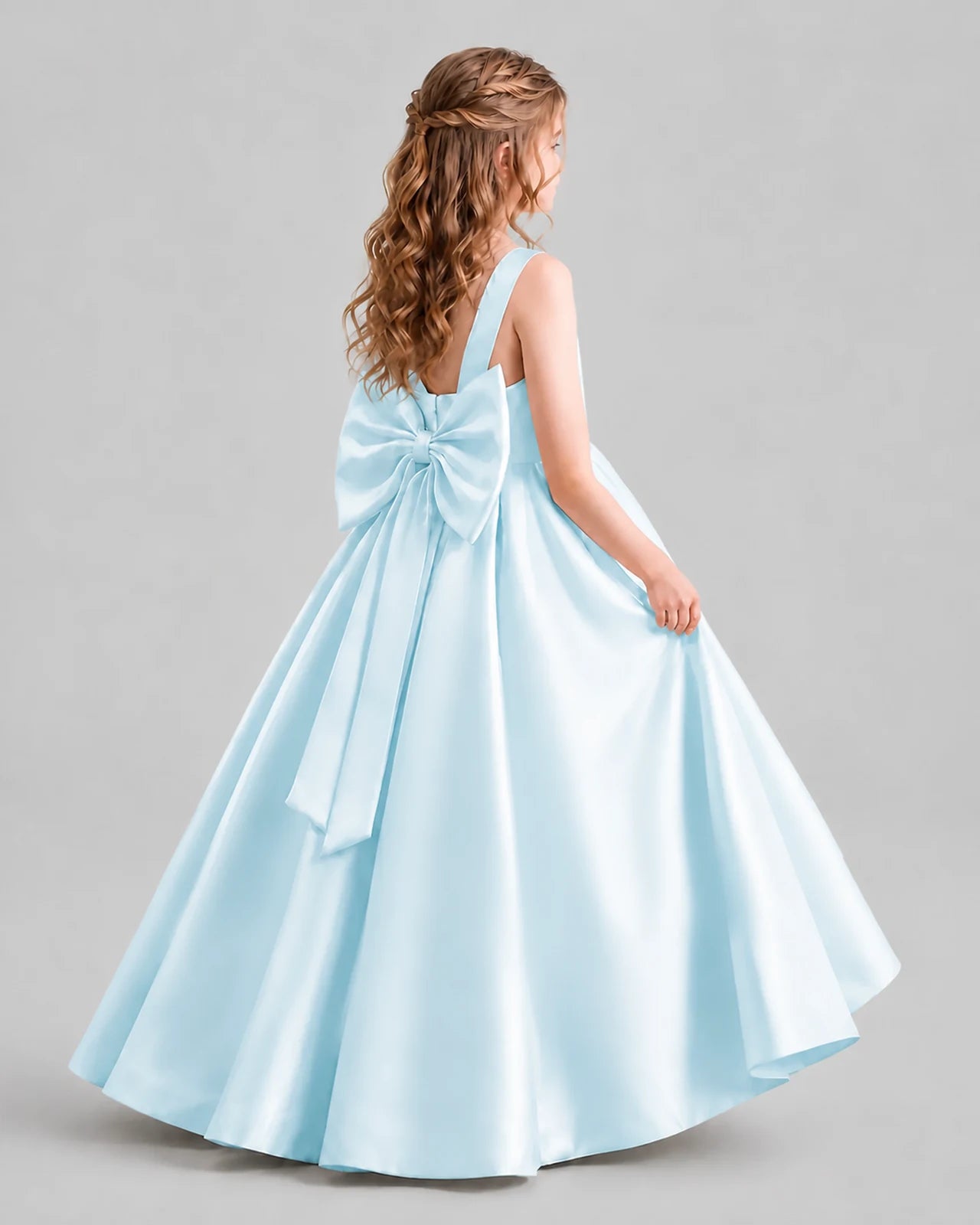 Baby Blue Ball Gown Girls Formal Dresses Back