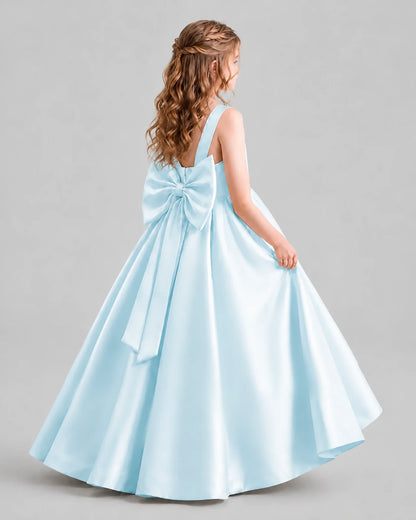 Baby Blue Ball Gown Girls Formal Dresses Back