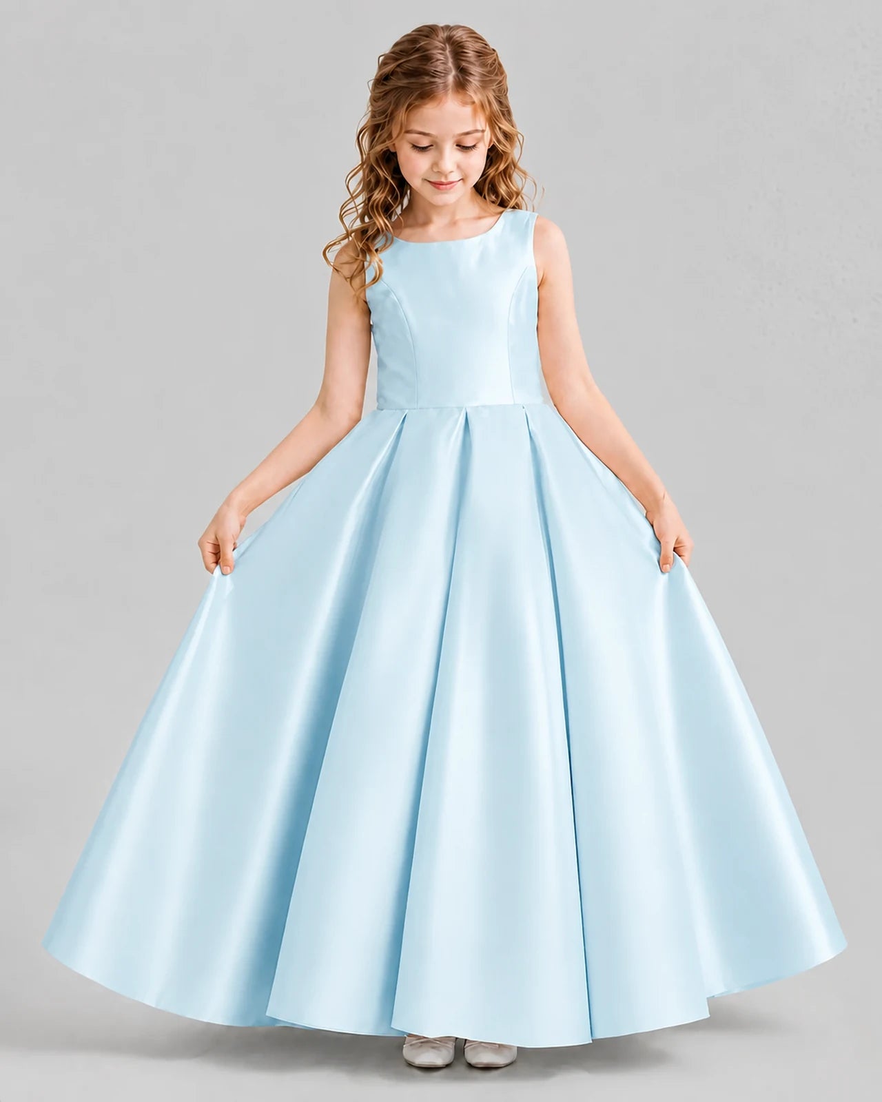 Baby Blue Ball Gown Girls Formal Dresses Front