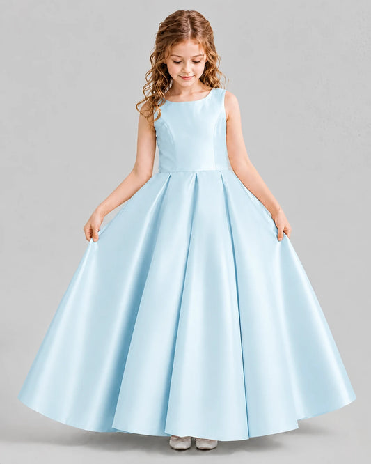 Baby Blue Ball Gown Girls Formal Dresses Front
