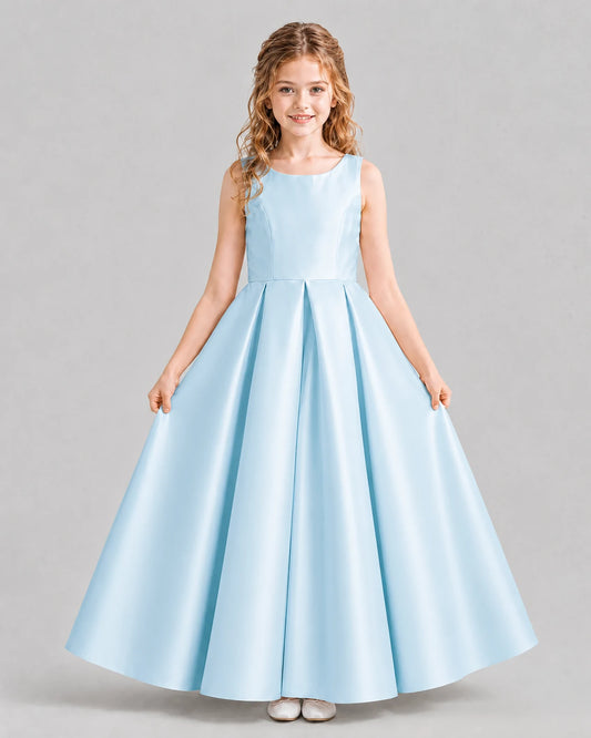 Baby Blue Ball Gown Girls Formal Dresses Pose